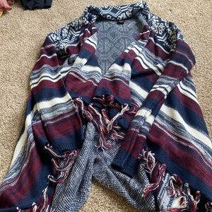 Striped open front cardigan